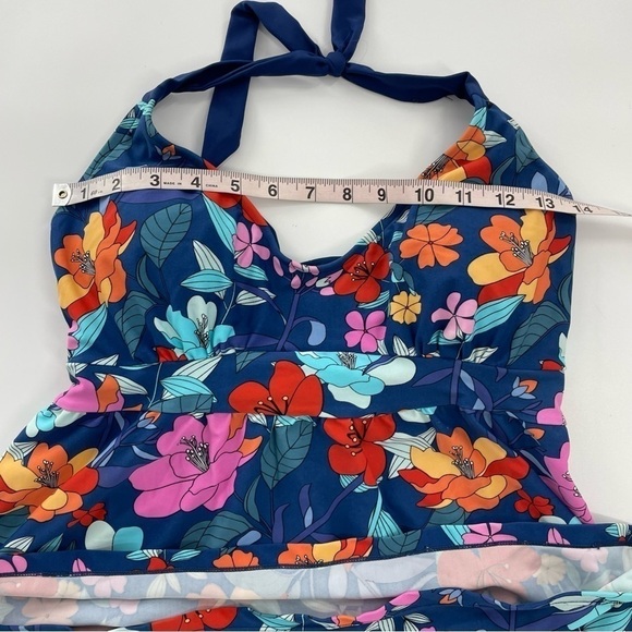 Heat Swimwear Womens Blue Floral SwimSuit Tankini SIZE Medium - Picture 5 of 9